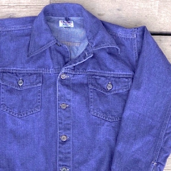 VINTAGE Levi’s Type Jacket Trucker Blue Purple Denim Cotton Silver Size XL - Picture 2 of 10